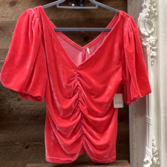 NWT Free People Cupcake Velvet Short Sleeve Top Size Large - Picture 2 of 10